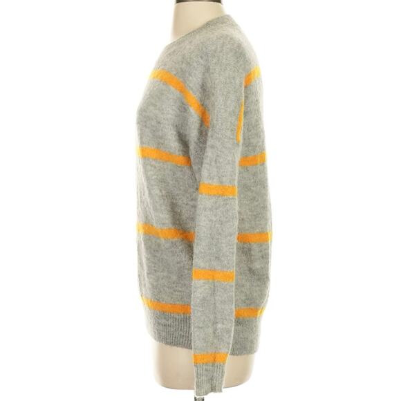 MSCH Copenhagen Femme Alpaca Stripe Crewneck Sweater Gray Orange S - Picture 7 of 11